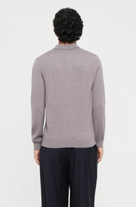 PAL ZILERI - Knitted Long Sleeve Polo in Violet