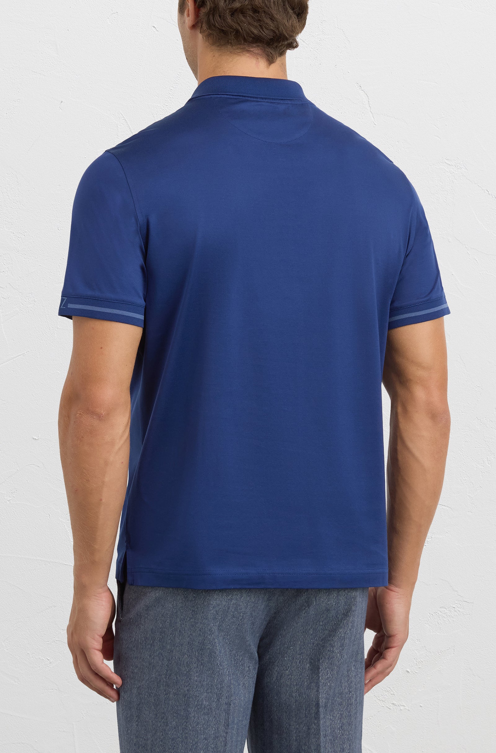 PAL ZILERI - Blue Polo Shirt With Zip Neck In Pure Mercerized Cotton
