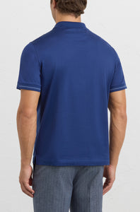 PAL ZILERI - Blue Polo Shirt With Zip Neck In Pure Mercerized Cotton