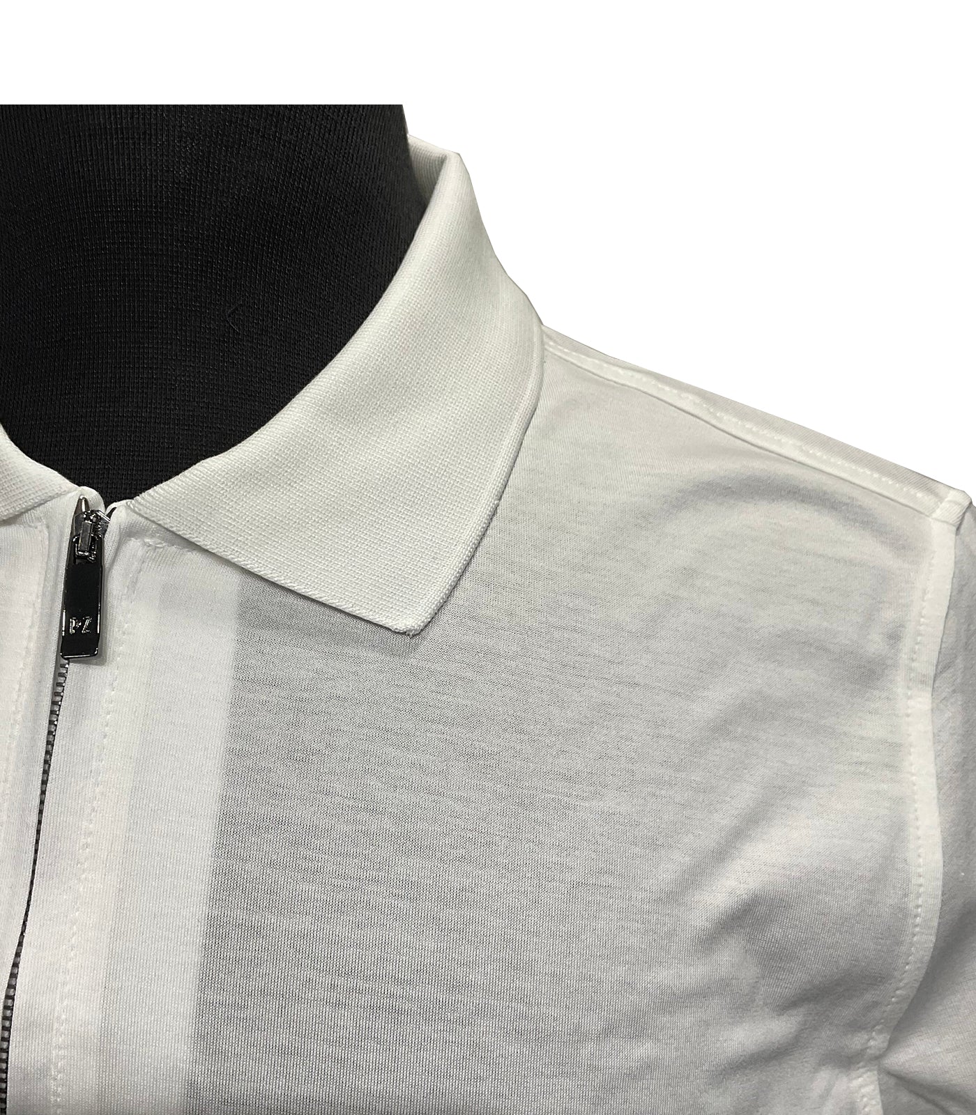 PAL ZILERI - White Polo Shirt With Zip Neck In Pure Mercerized Cotton