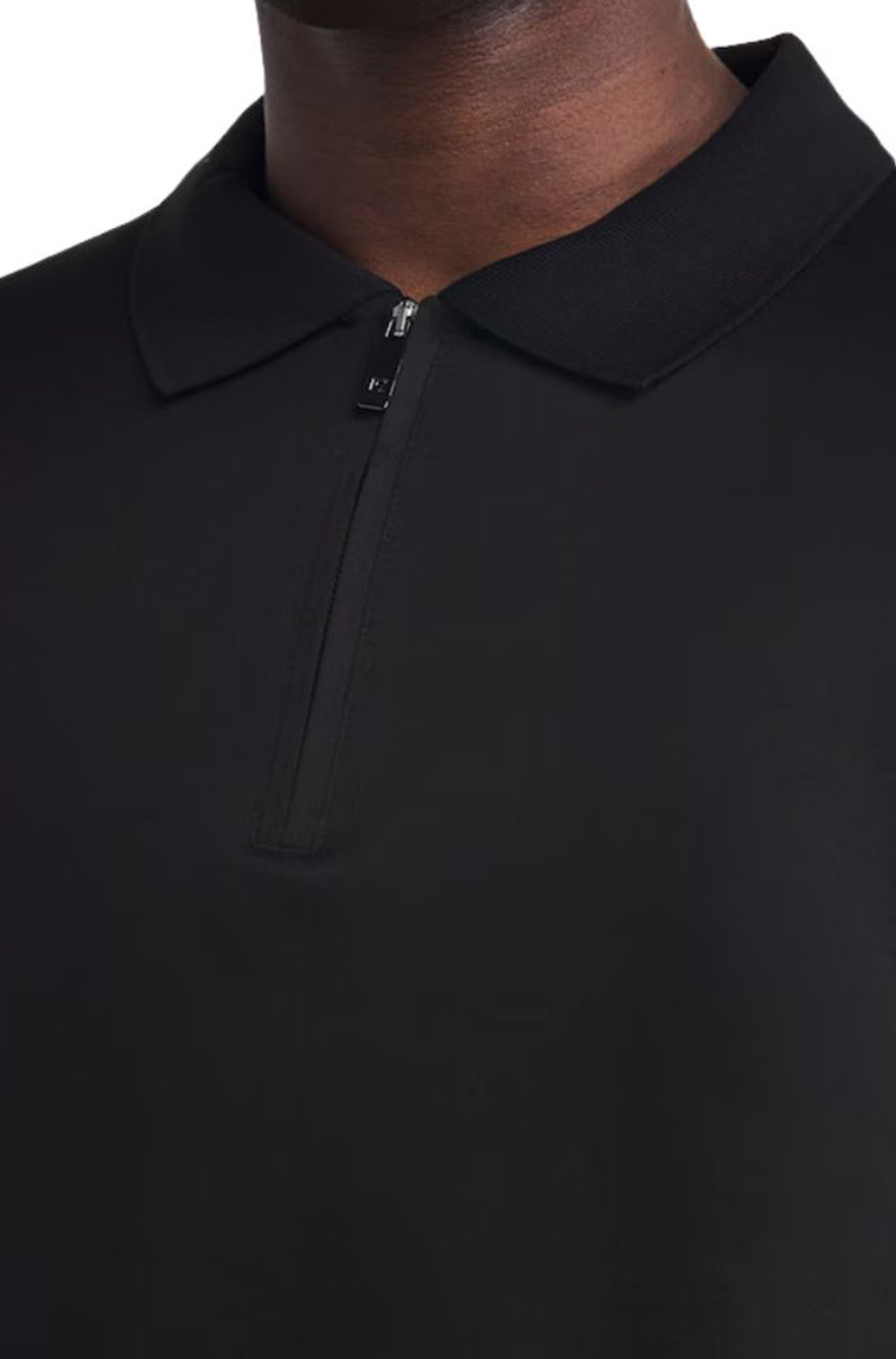 PAL ZILERI - Black Polo Shirt With Zip Neck In Pure Mercerized Cotton