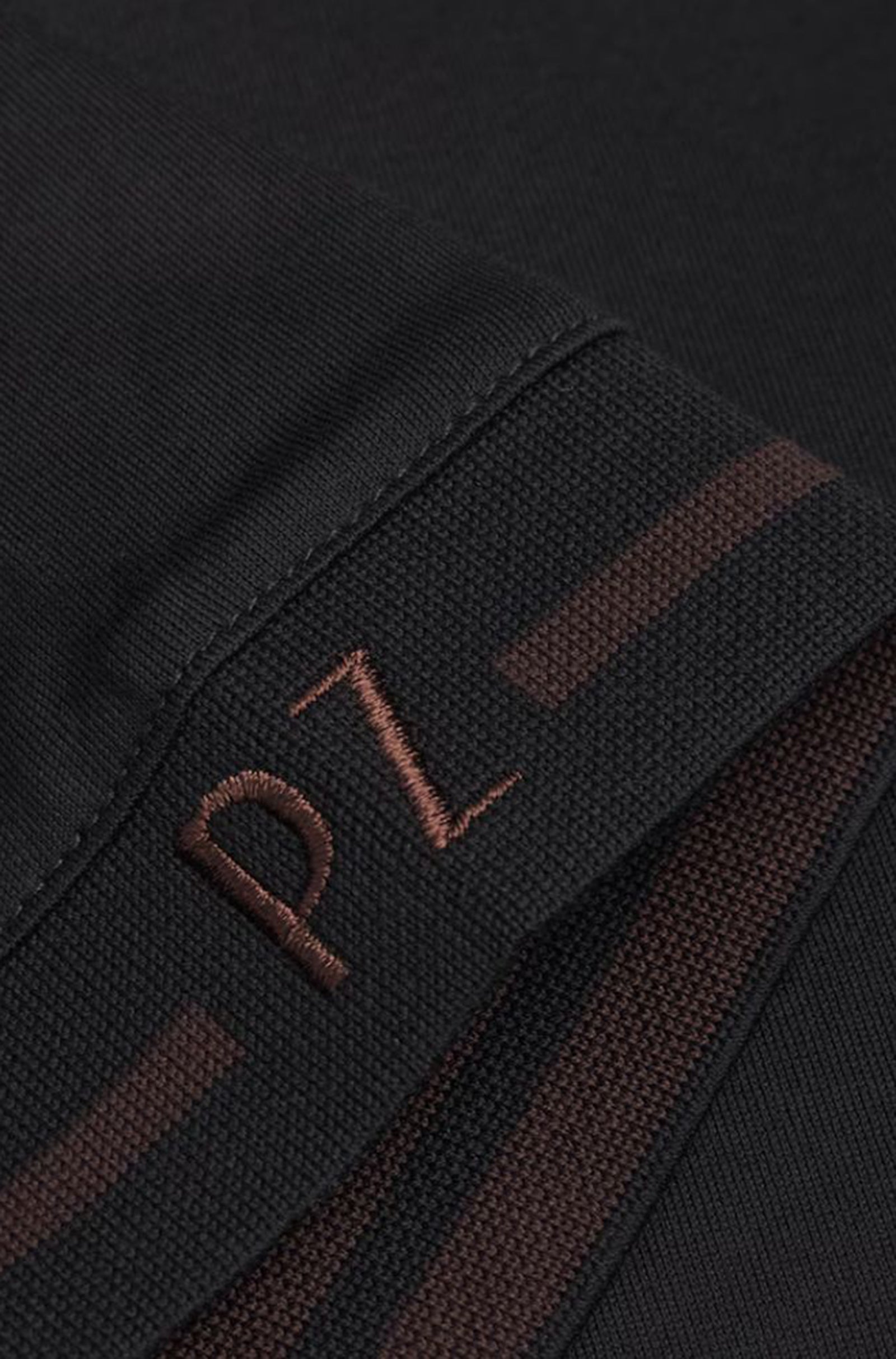 PAL ZILERI - Black Polo Shirt With Zip Neck In Pure Mercerized Cotton