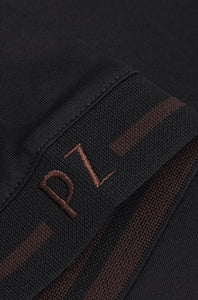 PAL ZILERI - Black Polo Shirt With Zip Neck In Pure Mercerized Cotton