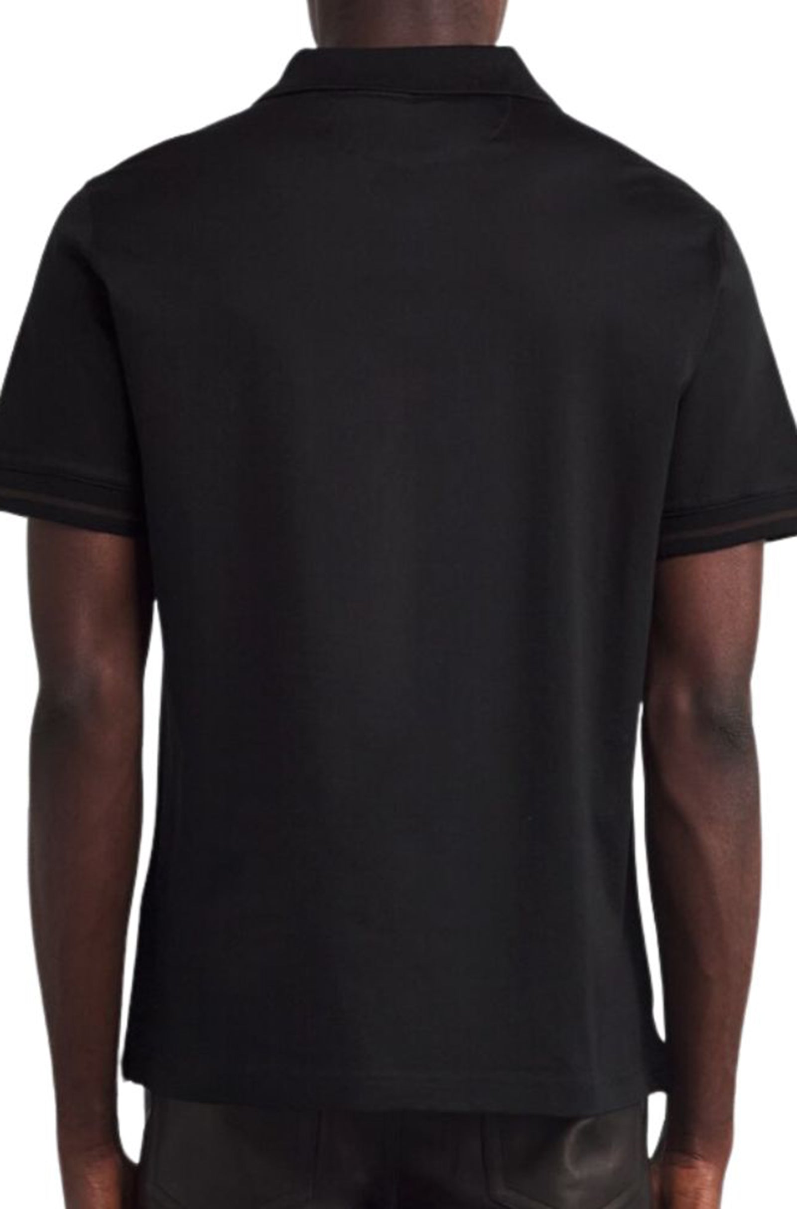 PAL ZILERI - Black Polo Shirt With Zip Neck In Pure Mercerized Cotton