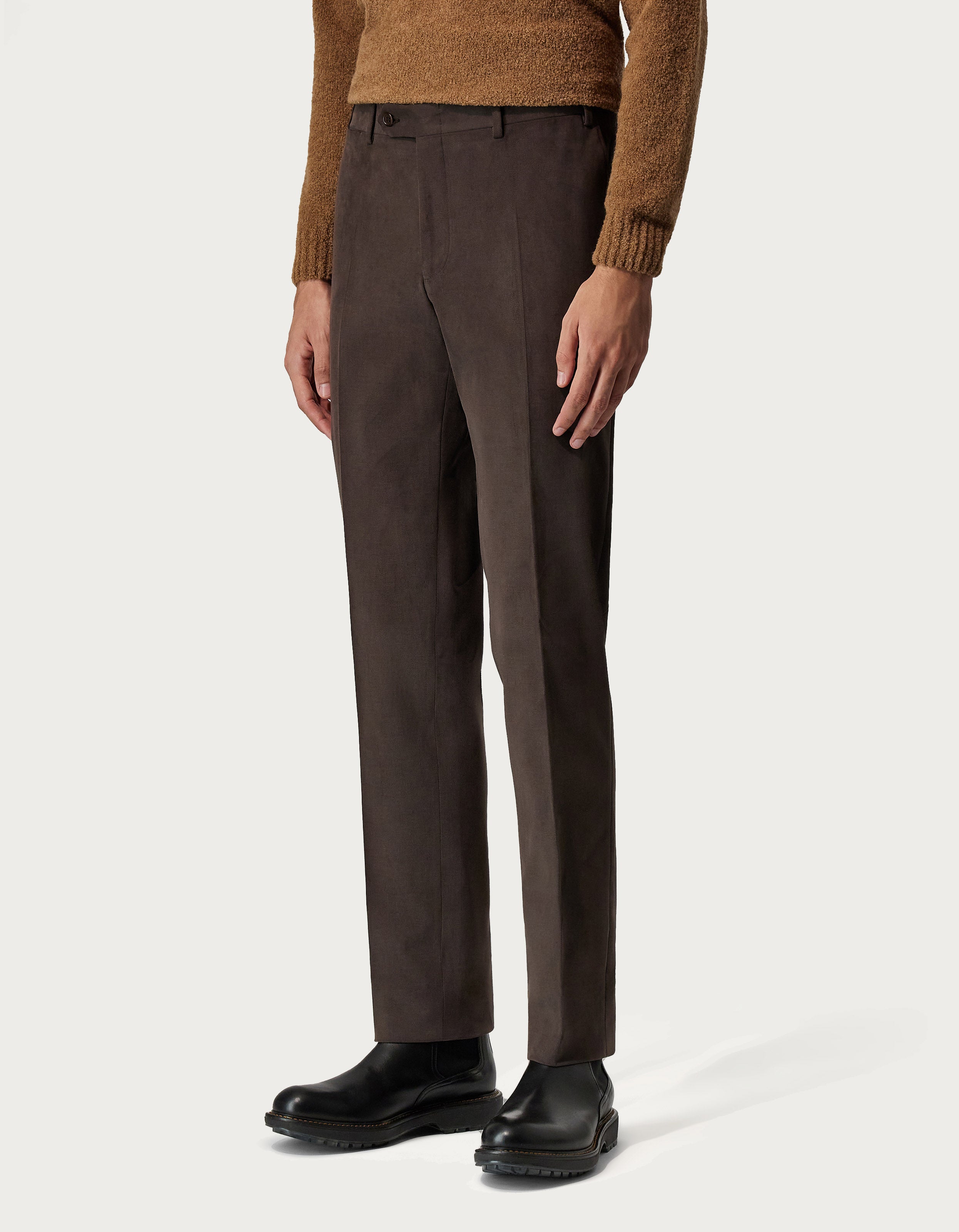 CANALI - BROWN STRETCH COTTON TROUSERS 71019-AV03425-502