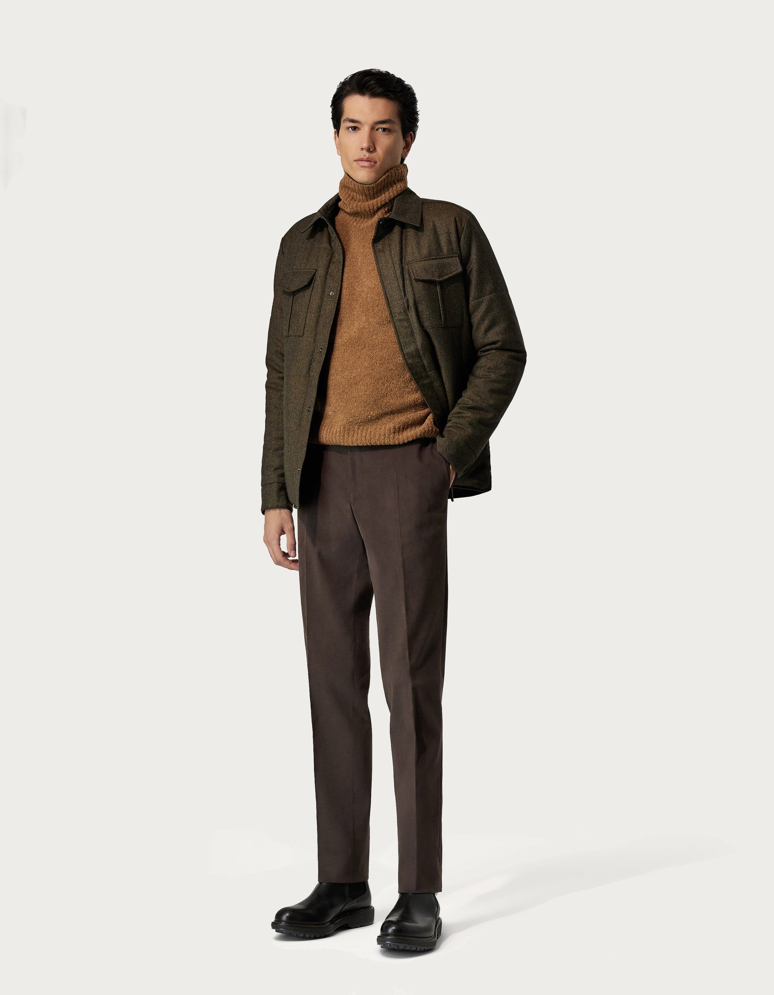 CANALI - BROWN STRETCH COTTON TROUSERS 71019-AV03425-502