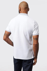 PSYCHO BUNNY - DAMON Pique Polo Shirt With Contrast Trim In White B6K928Y1PC