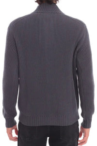 FILIPPO DE LAURENTIIS - Graphite Grey Chunky Mockneck Wool Cardigan BB3MLTWM71 970