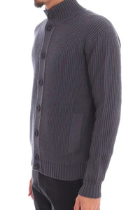 FILIPPO DE LAURENTIIS - Graphite Grey Chunky Mockneck Wool Cardigan BB3MLTWM71 970