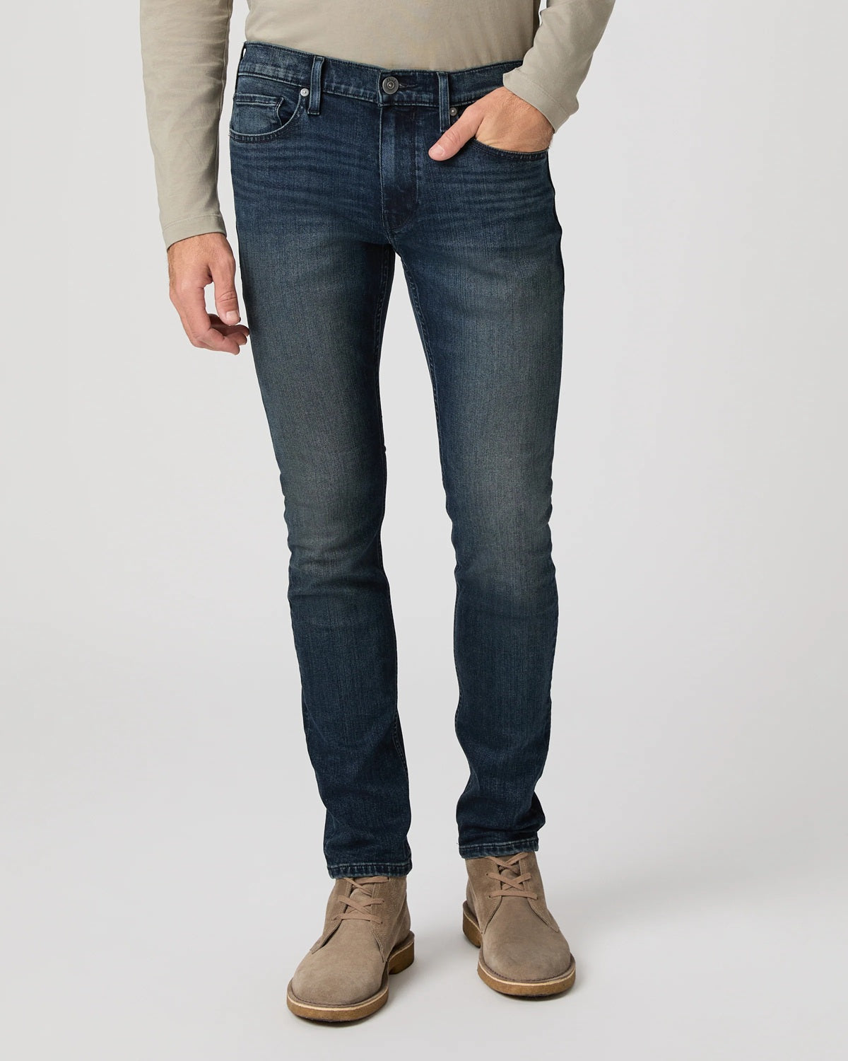 PAIGE - Transcend LENNOX Slim Jean in BENICIO Mid Blue Wash M653O29-C764