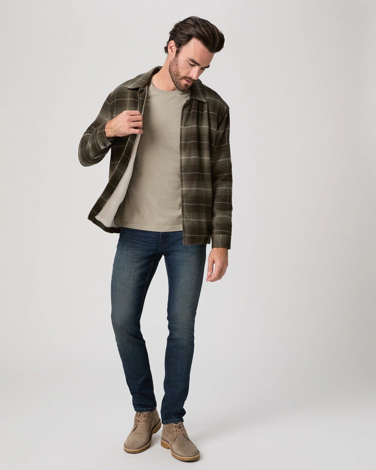 PAIGE - Transcend LENNOX Slim Jean in BENICIO Mid Blue Wash M653O29-C764