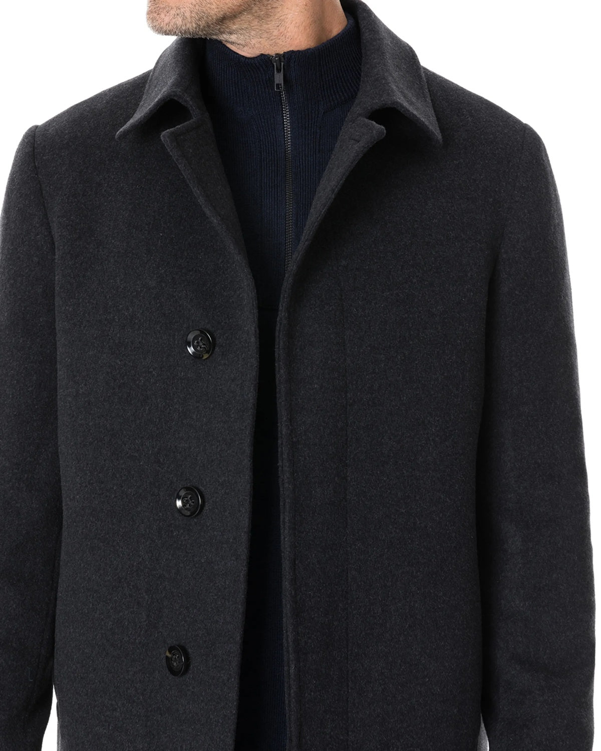 RODD AND GUNN - ARCHERS Wool and Cashmere Overcoat in GRANITE