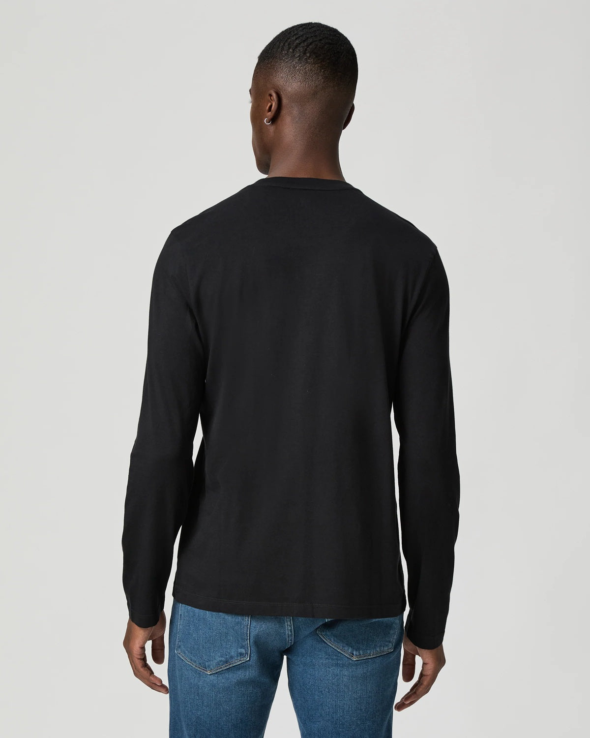 PAIGE - BROXTON Slim Fit Pima Cotton Long Sleeve T-Shirt in BLACK M366N92-1086