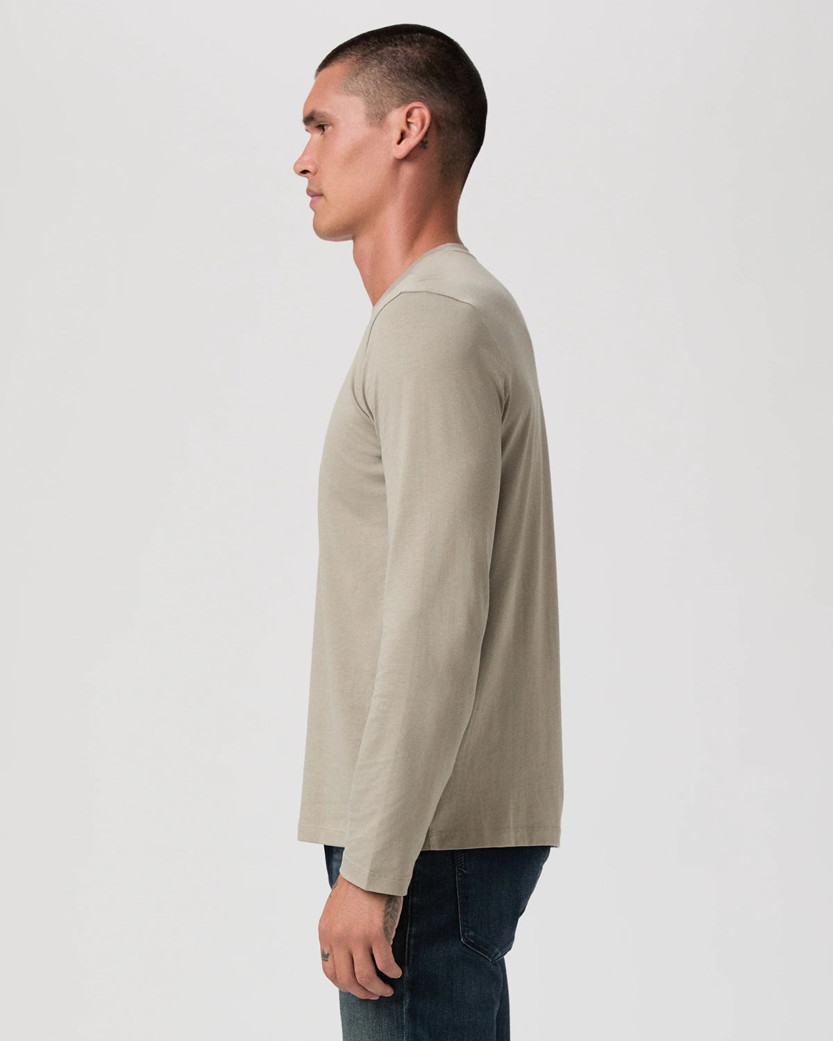 PAIGE - BROXTON Slim Fit Pima Cotton Long Sleeve T-Shirt in ECHO M366N92-C876