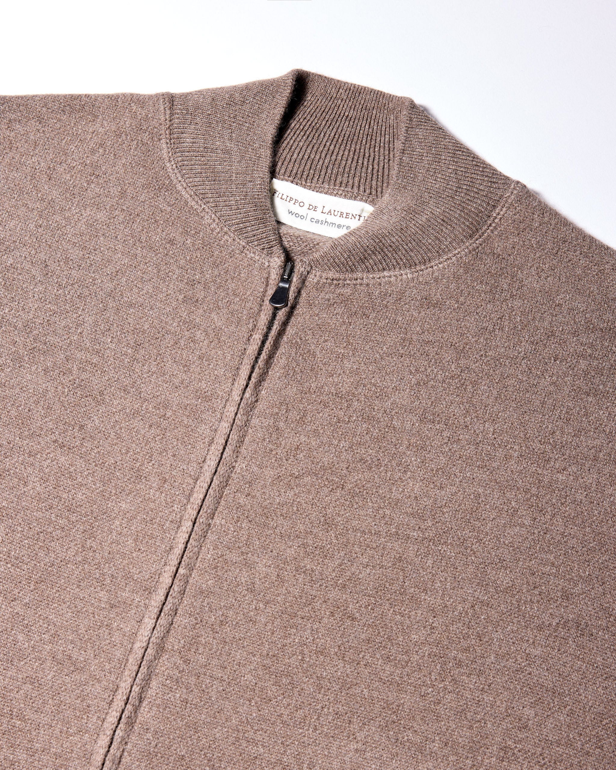 FILIPPO DE LAURENTIIS - Full Zip Bomber Cardigan in Tortura Brown BZ1ML3AT-WC12F 920