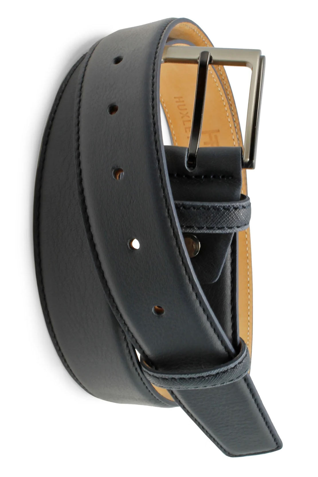 HUXLEY TANNER - BALLESTEROS 35mm Napa Leather Belt in Navy BAL004