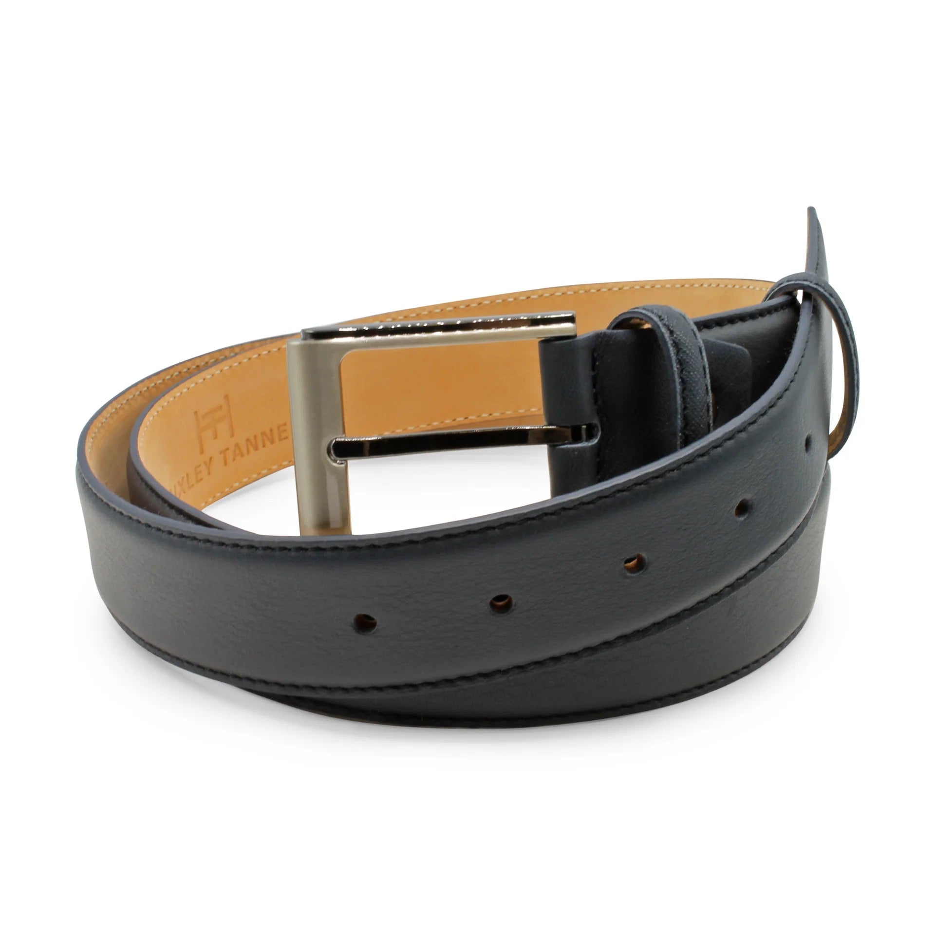 HUXLEY TANNER - BALLESTEROS 35mm Napa Leather Belt in Navy BAL004