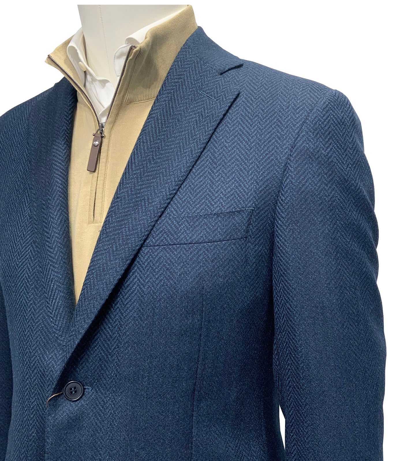 CANALI - Herringbone Wool Blazer in Dark Blue 13290-CF05818-802