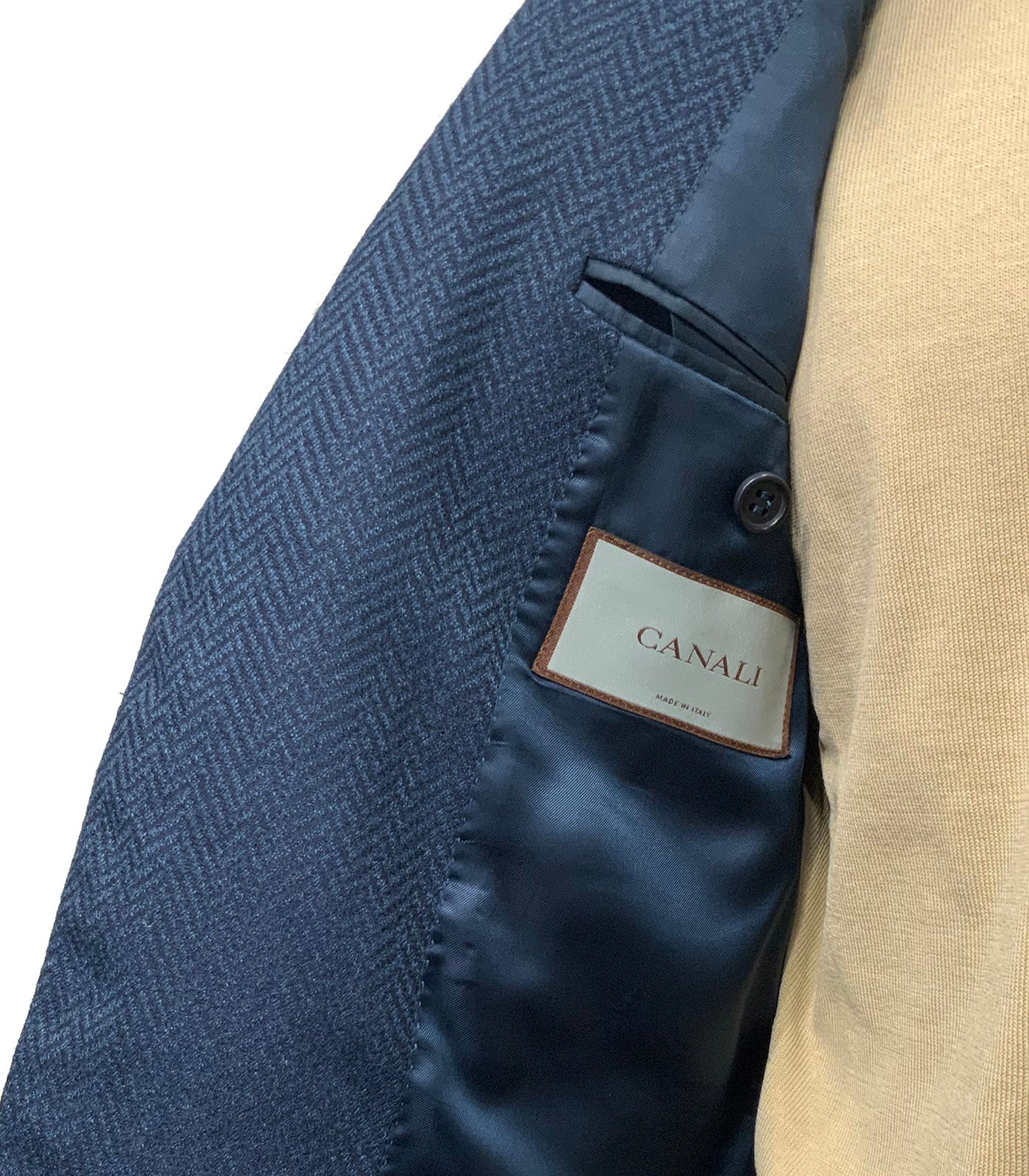 CANALI - Herringbone Wool Blazer in Dark Blue 13290-CF05818-802