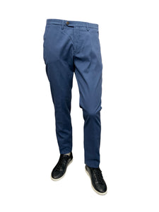 BRIGLIA 1949 - Blue Slim Leg Stretch Cotton Chinos With Tonal Stripe Detail BG62 324047 061