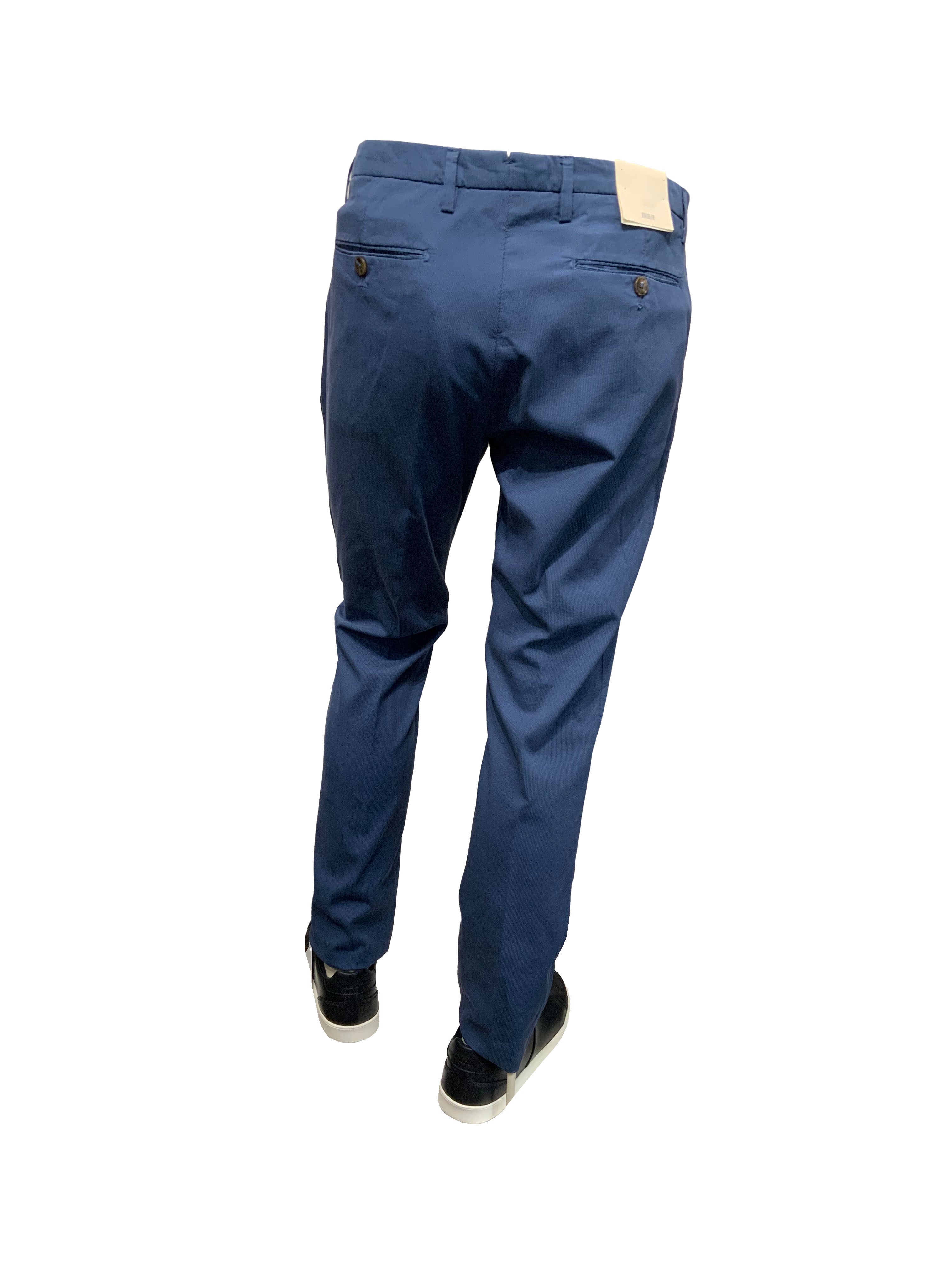 BRIGLIA 1949 - Blue Slim Leg Stretch Cotton Chinos With Tonal Stripe Detail BG62 324047 061
