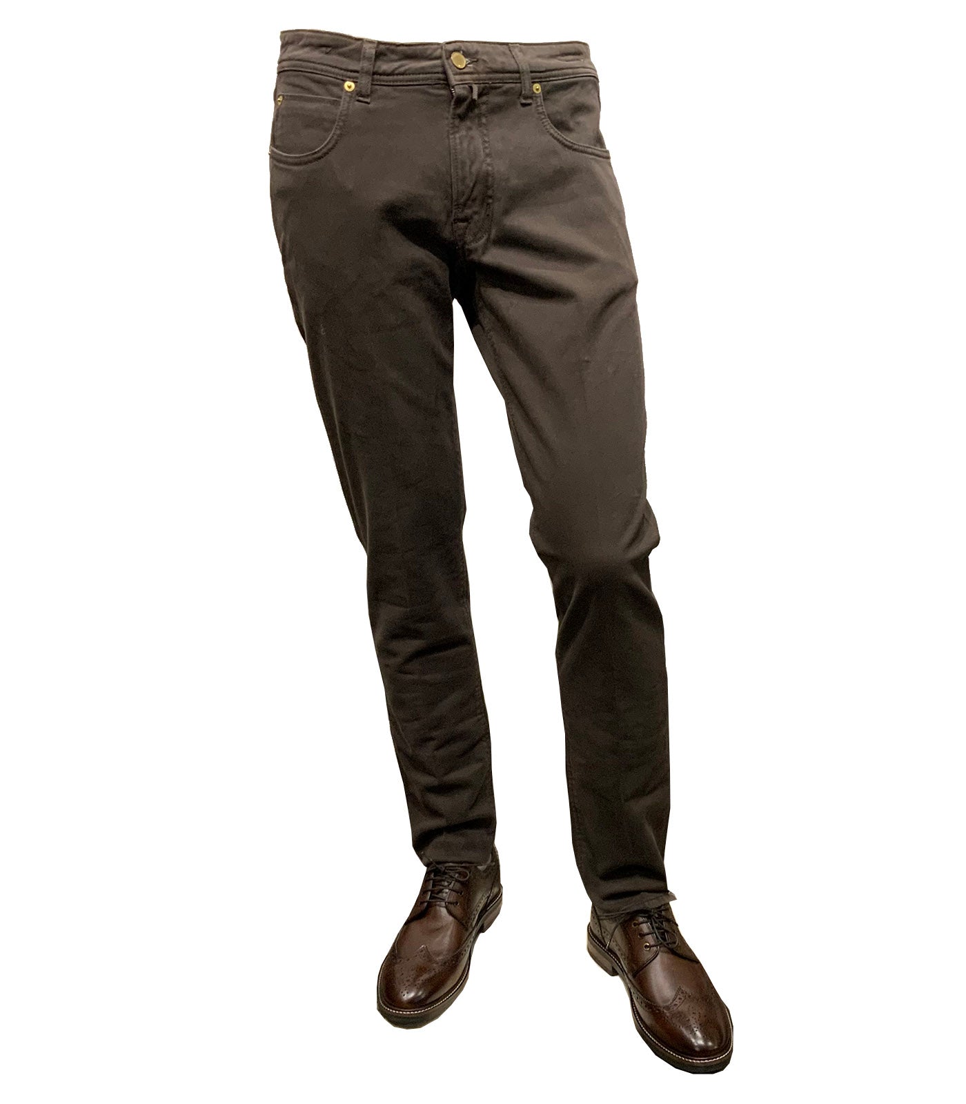 BRIGLIA 1949 - STEVE Marrone Brown Cotton Stretch Slim Jeans 400016-679-546