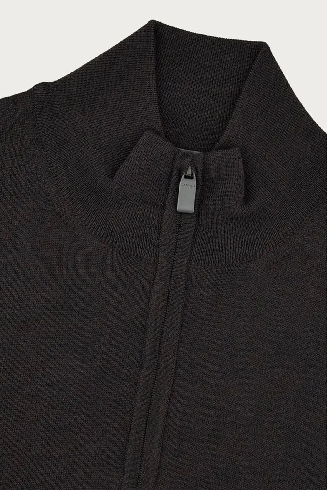 CANALI - BROWN MERINO WOOL HALF ZIP SWEATER C0015-MK00077-501