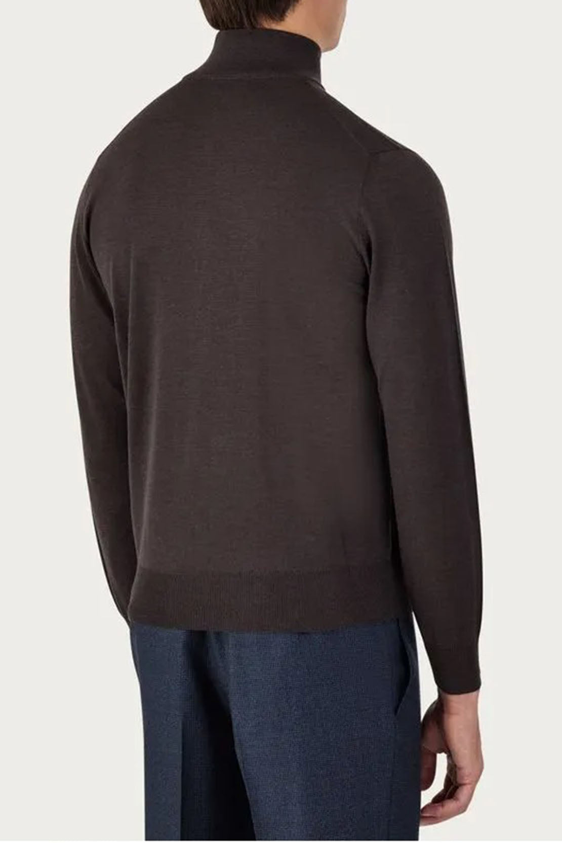 CANALI - BROWN MERINO WOOL HALF ZIP SWEATER C0015-MK00077-501