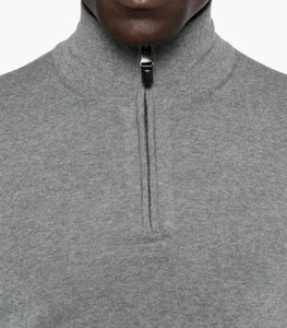 CANALI - Wool Quarter Zip In Light Grey C0015 MK01149 204