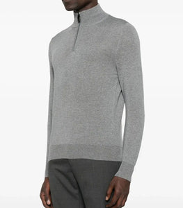 CANALI - Wool Quarter Zip In Light Grey C0015 MK01149 204