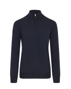 CANALI - Wool Quarter Zip In Navy Blue C0015 MK01149 300