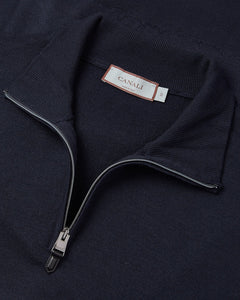 CANALI - Wool Quarter Zip In Navy Blue C0015 MK01149 300