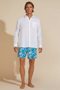 VILEBREQUIN - CAROUBIS Linen Long Sleeved Shirt in White CRSU3U00