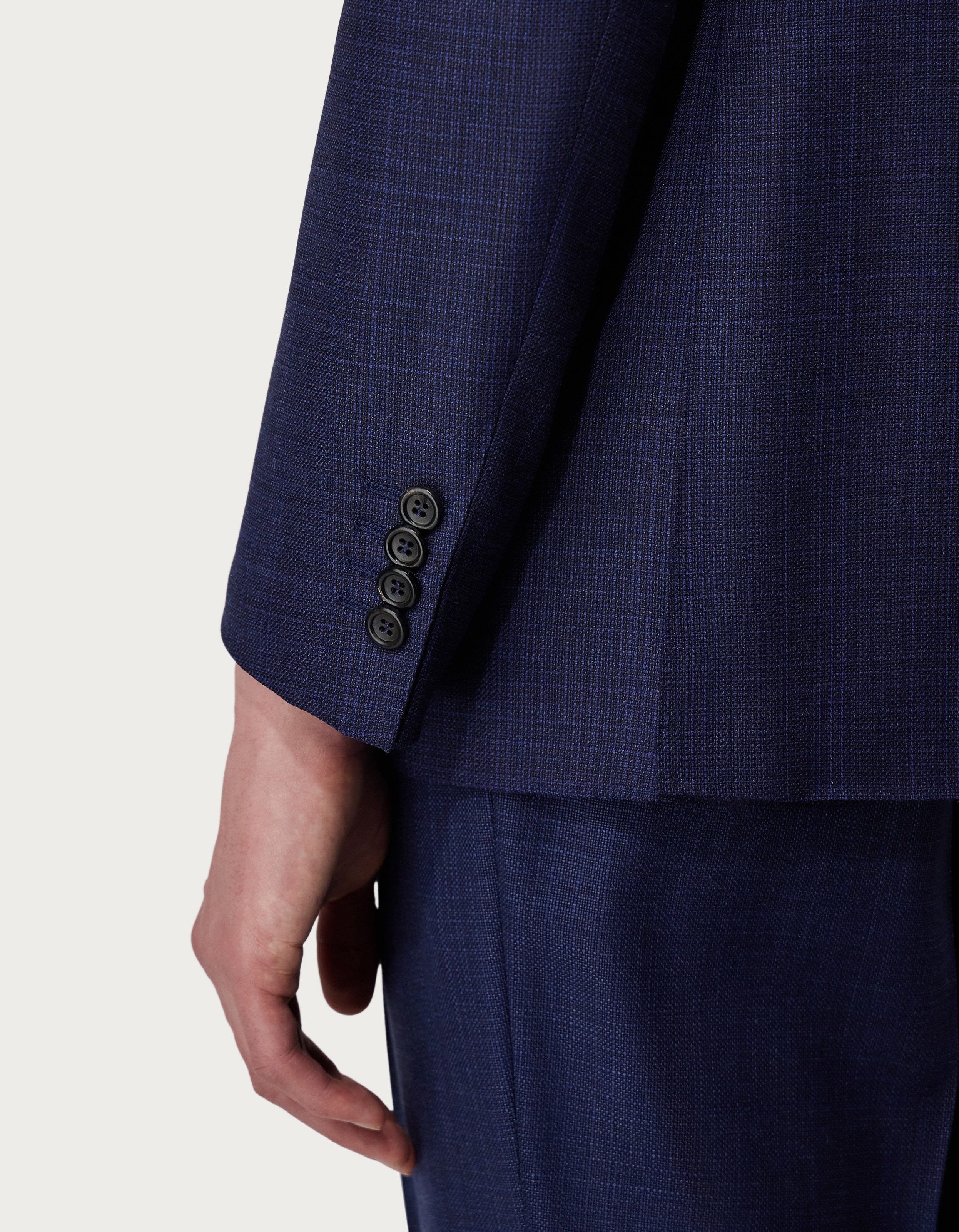 CANALI - Dark Blue Crossweave Detail Wool KEI 2 Button Jacket 13275-CF00863-315
