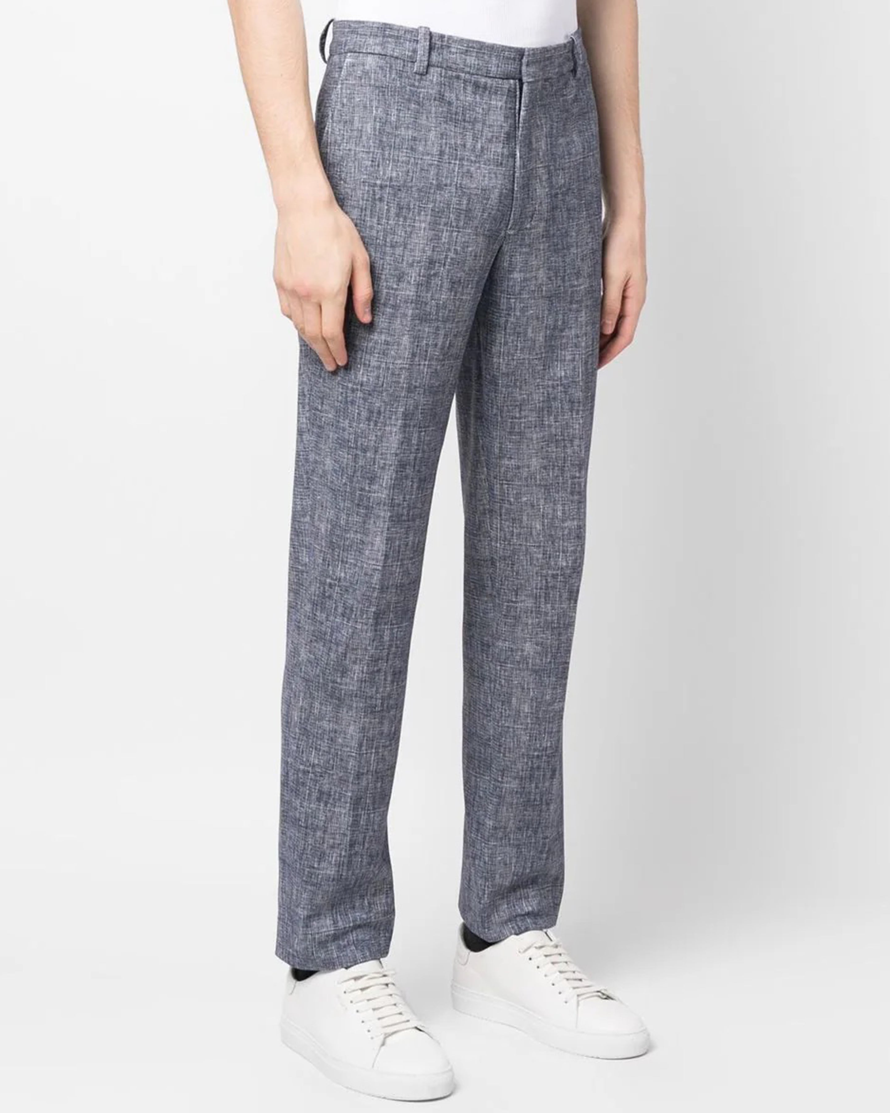 CIRCOLO 1901 - Blue Check Cotton Stretch Trousers CN3948