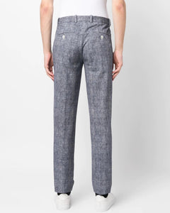 CIRCOLO 1901 - Blue Check Cotton Stretch Trousers CN3948