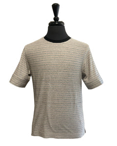 CIRCOLO 1901 - Cotton and Linen Jersey Striped T-Shirt In Brown and Black CN3978