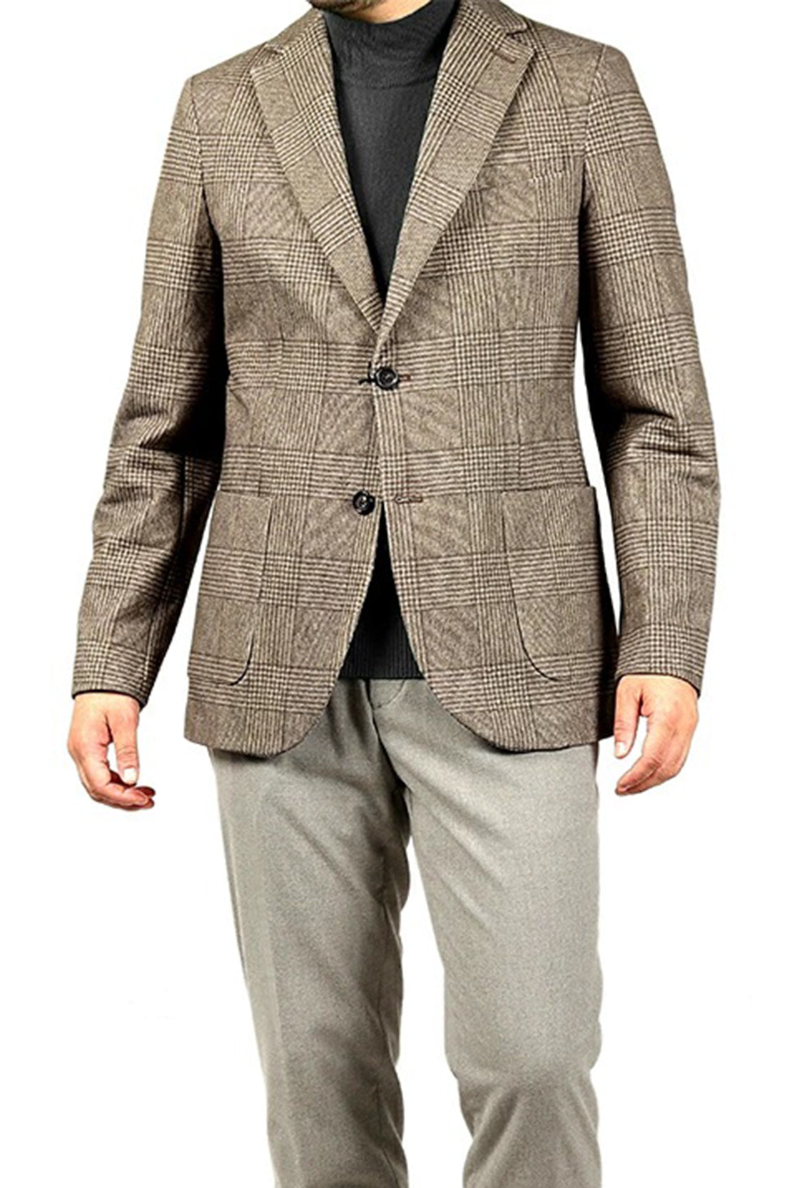 CIRCOLO 1901 - Brown Check Cotton Stretch 2 Button Jacket CN4106