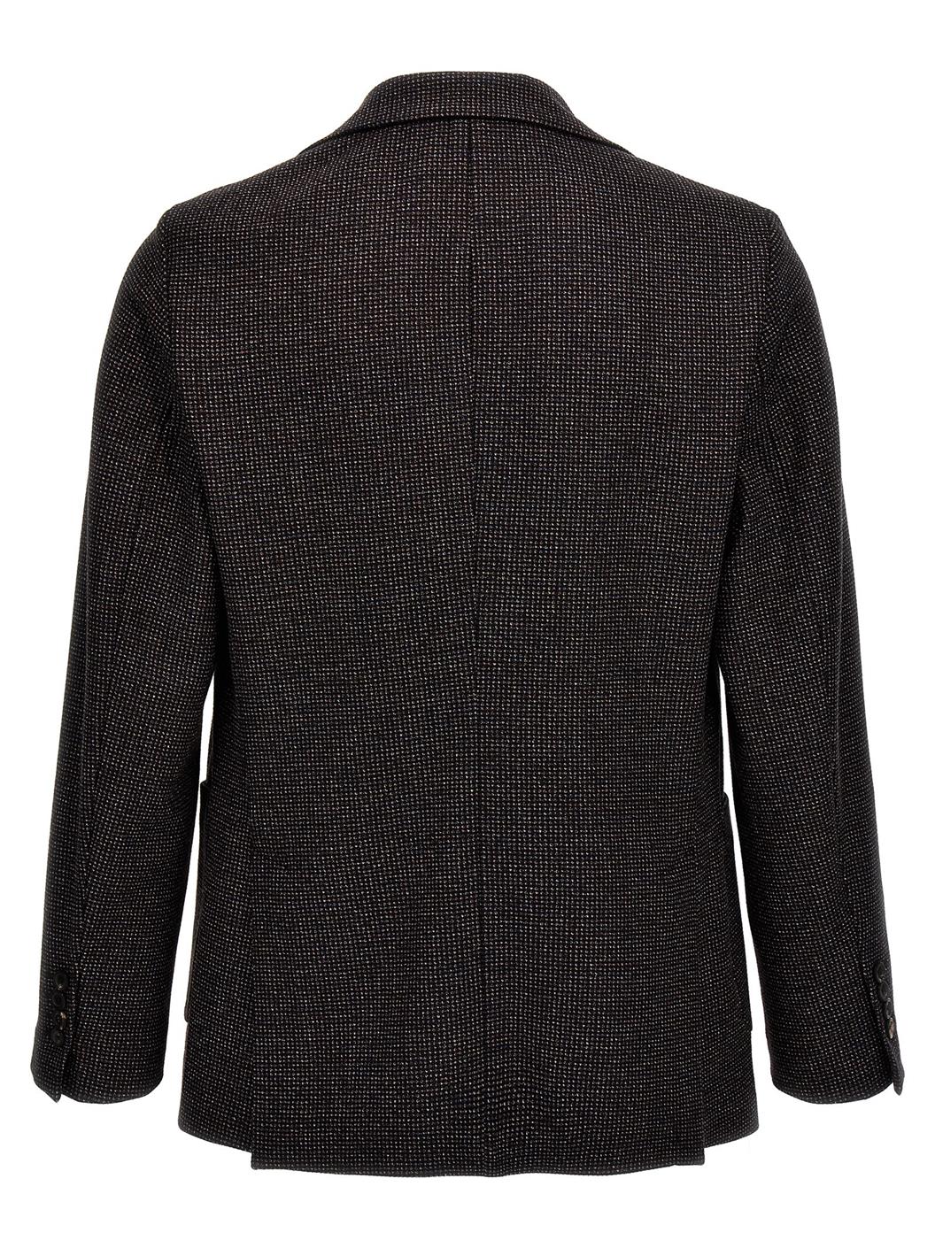 CIRCOLO - CN4136 Brown and Dark Blue Textured Wool Blend Jersey Blazer