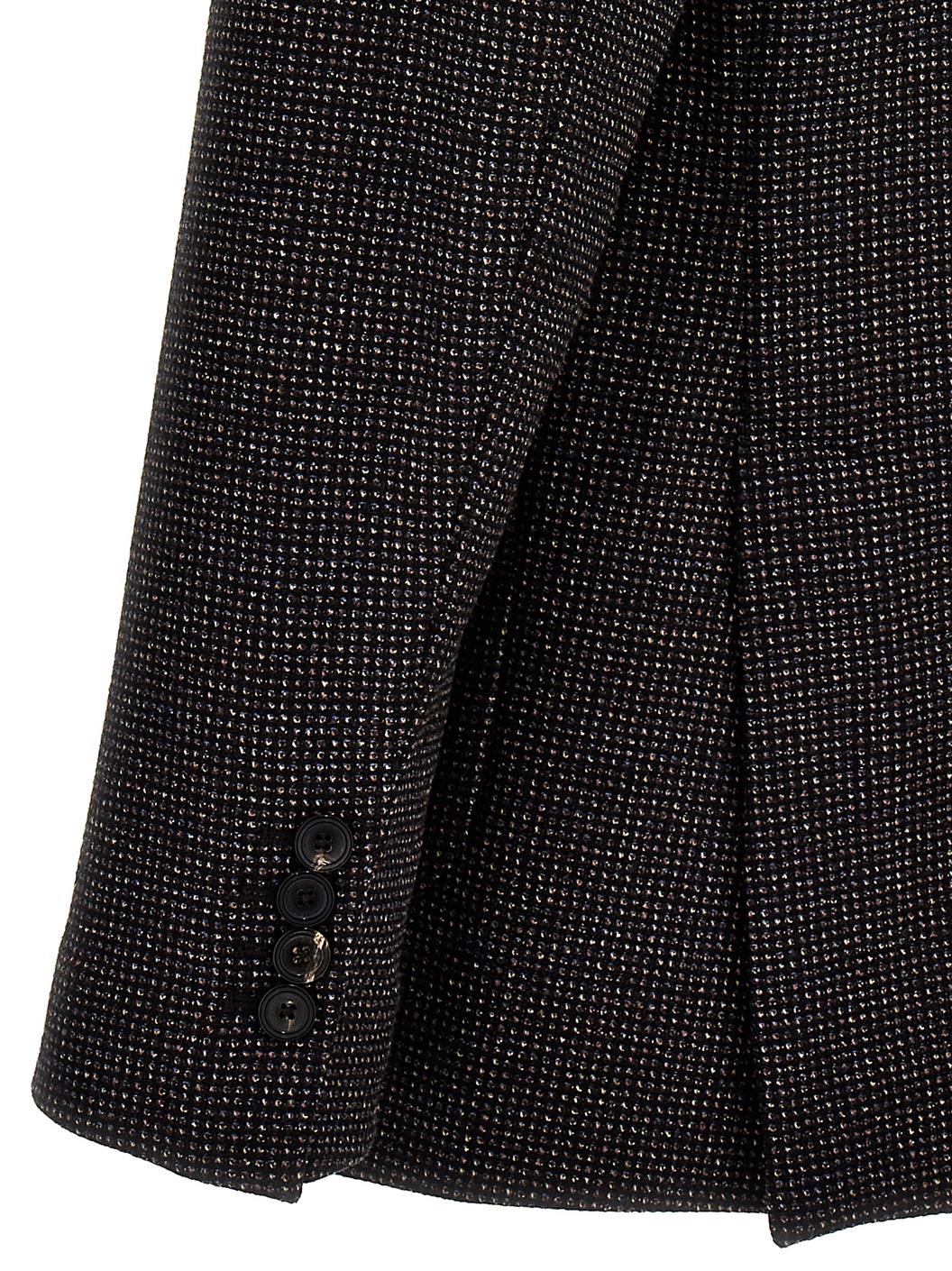 CIRCOLO - CN4136 Brown and Dark Blue Textured Wool Blend Jersey Blazer