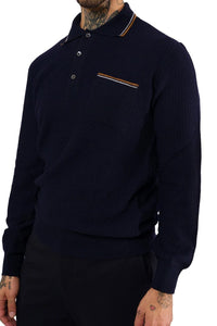 CIRCOLO 1901 - Long Sleeve Knitted Polo Shirt in Dark Roma Blue CN4200