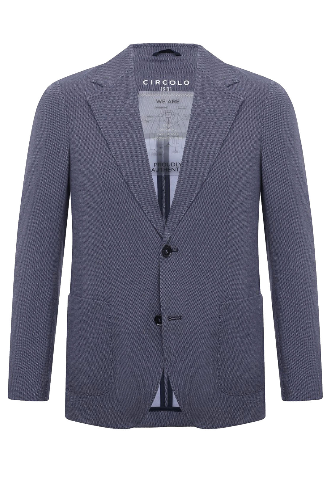 CIRCOLO - Stretch Cotton Blend Jersey Blazer in Blue CN4311