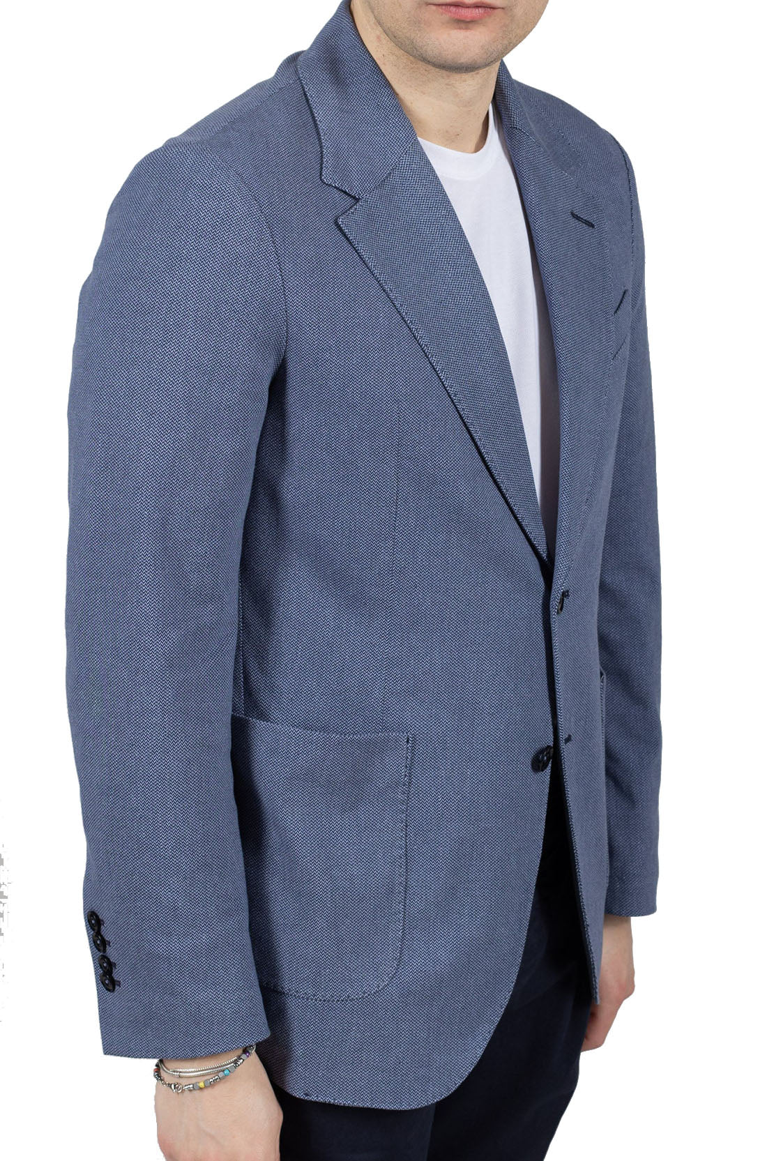 CIRCOLO - Stretch Cotton Blend Jersey Blazer in Blue CN4311 – Harveys ...