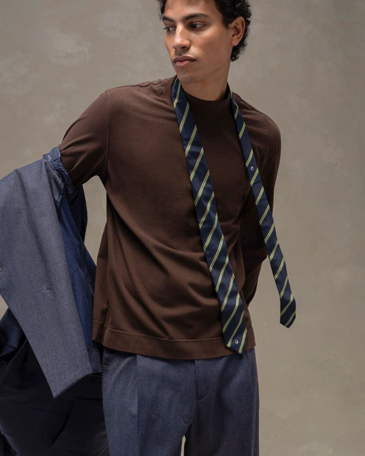 CIRCOLO 1901 - CN4951 Cashmere Touch Long Sleeved T-Shirt With Mock Neck In Mink Brown
