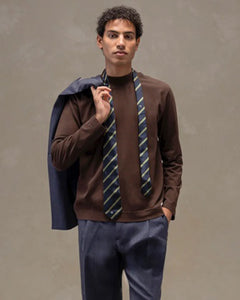 CIRCOLO 1901 - CN4951 Cashmere Touch Long Sleeved T-Shirt With Mock Neck In Mink Brown