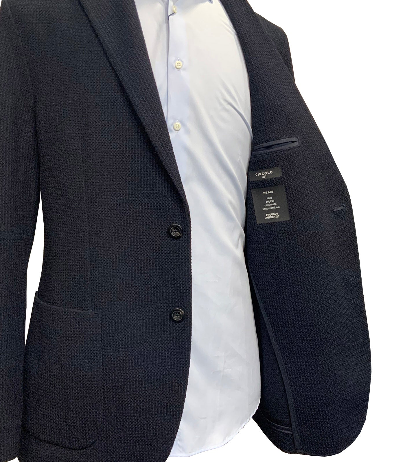 CIRCOLO 1901 - CN5054 Stretch Wool 2 Button Textured Jacket in Navy Blue
