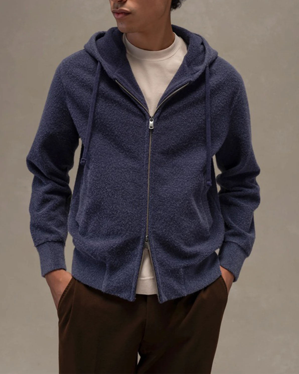 CIRCOLO 1901 - CN5136 Full Zip Hoodie in Blue Notte Bouclé