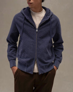CIRCOLO 1901 - CN5136 Full Zip Hoodie in Blue Notte Bouclé