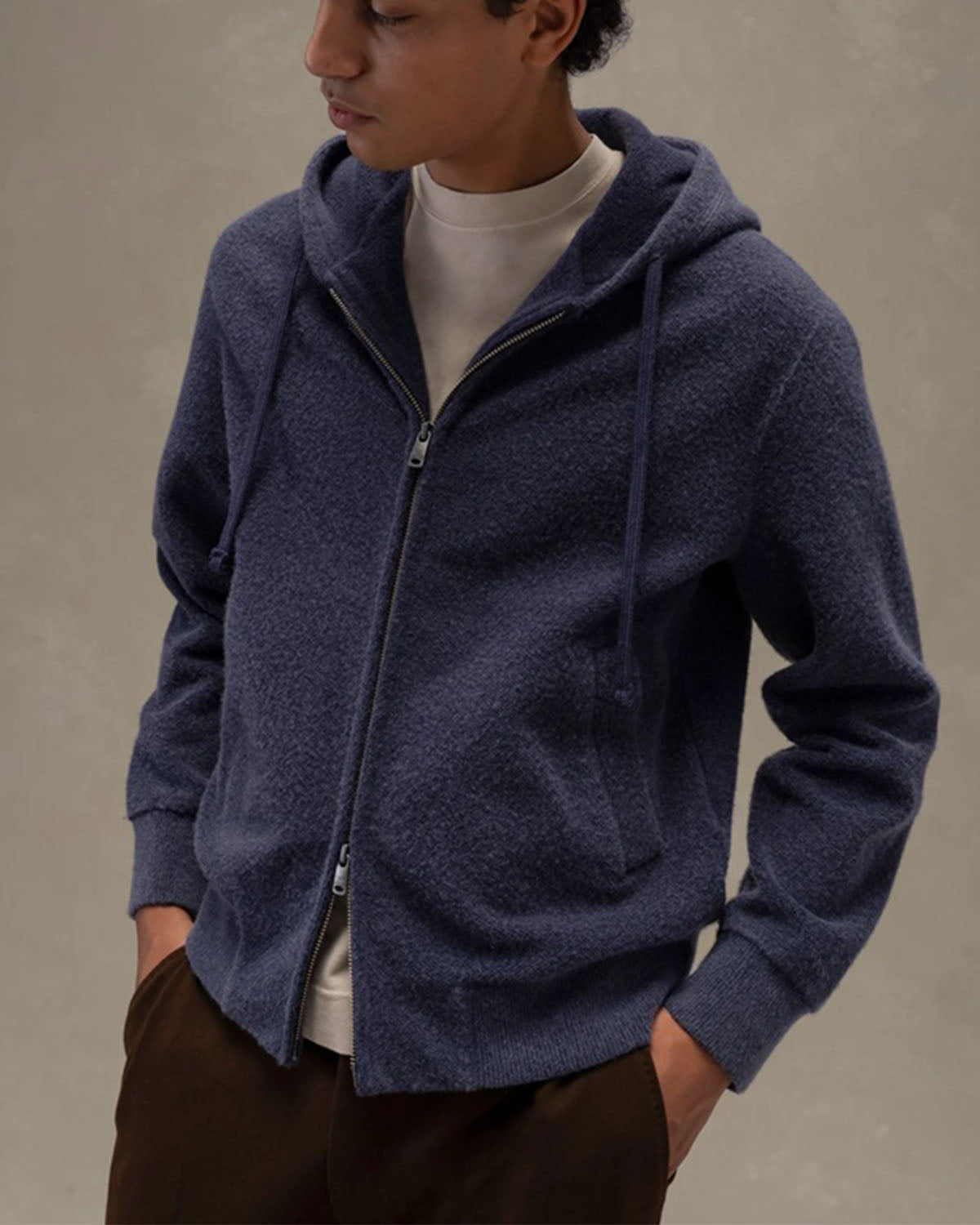 CIRCOLO 1901 - CN5136 Full Zip Hoodie in Blue Notte Bouclé