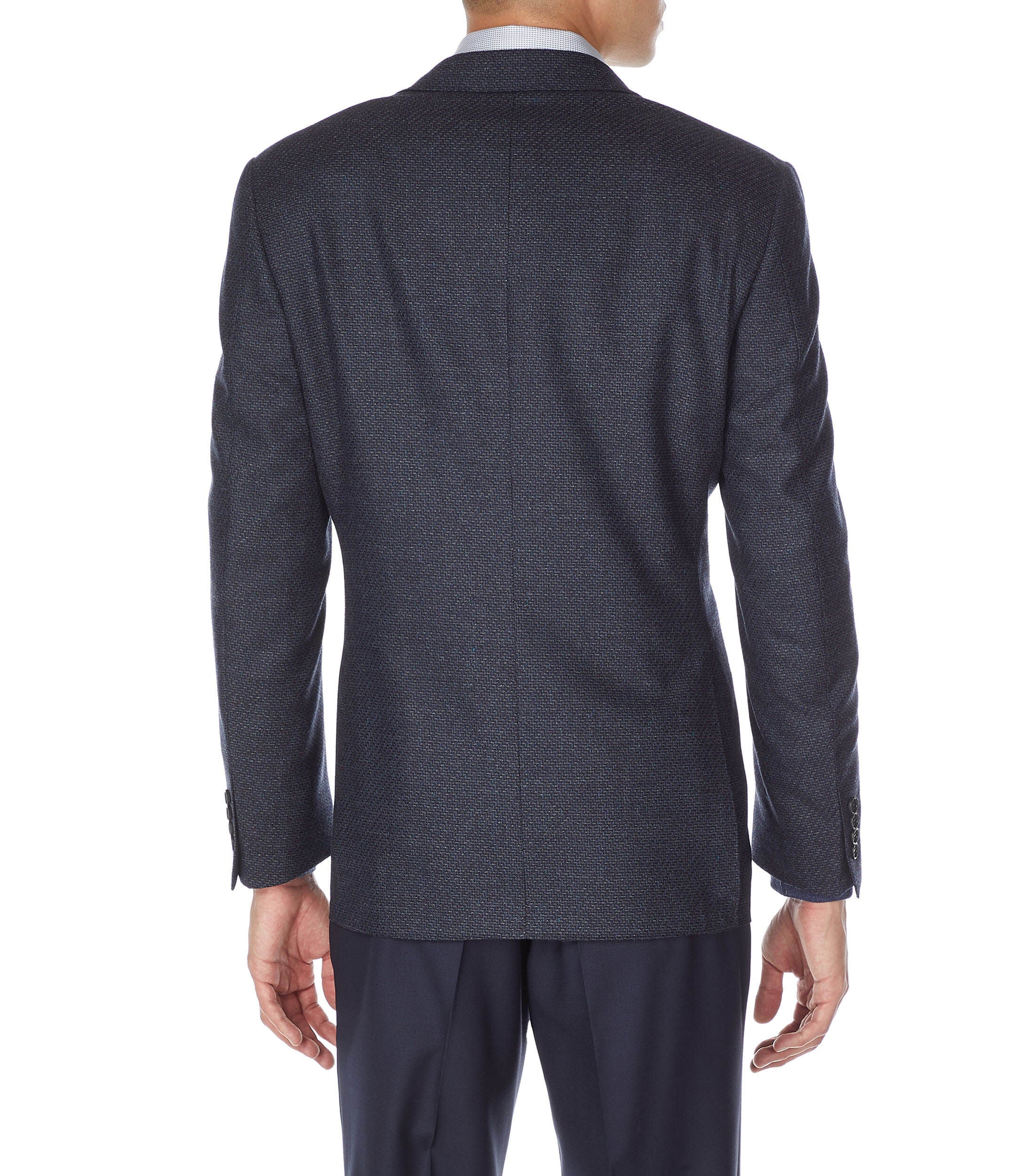 Canali - Blue 2 Button Jacket with Zig-Zag Detail Fabric CU04651.302